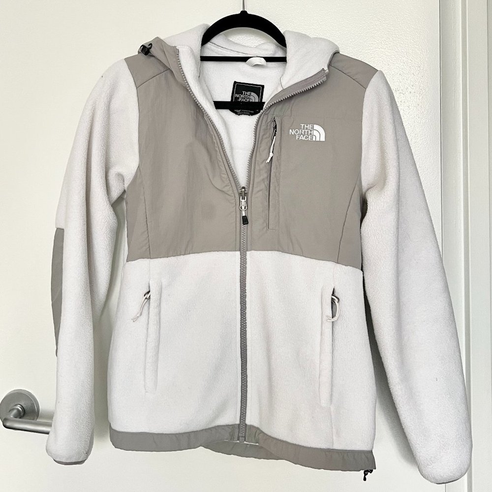 North Face White/Grey Denali Fleece Hoodie (Women's XS)
